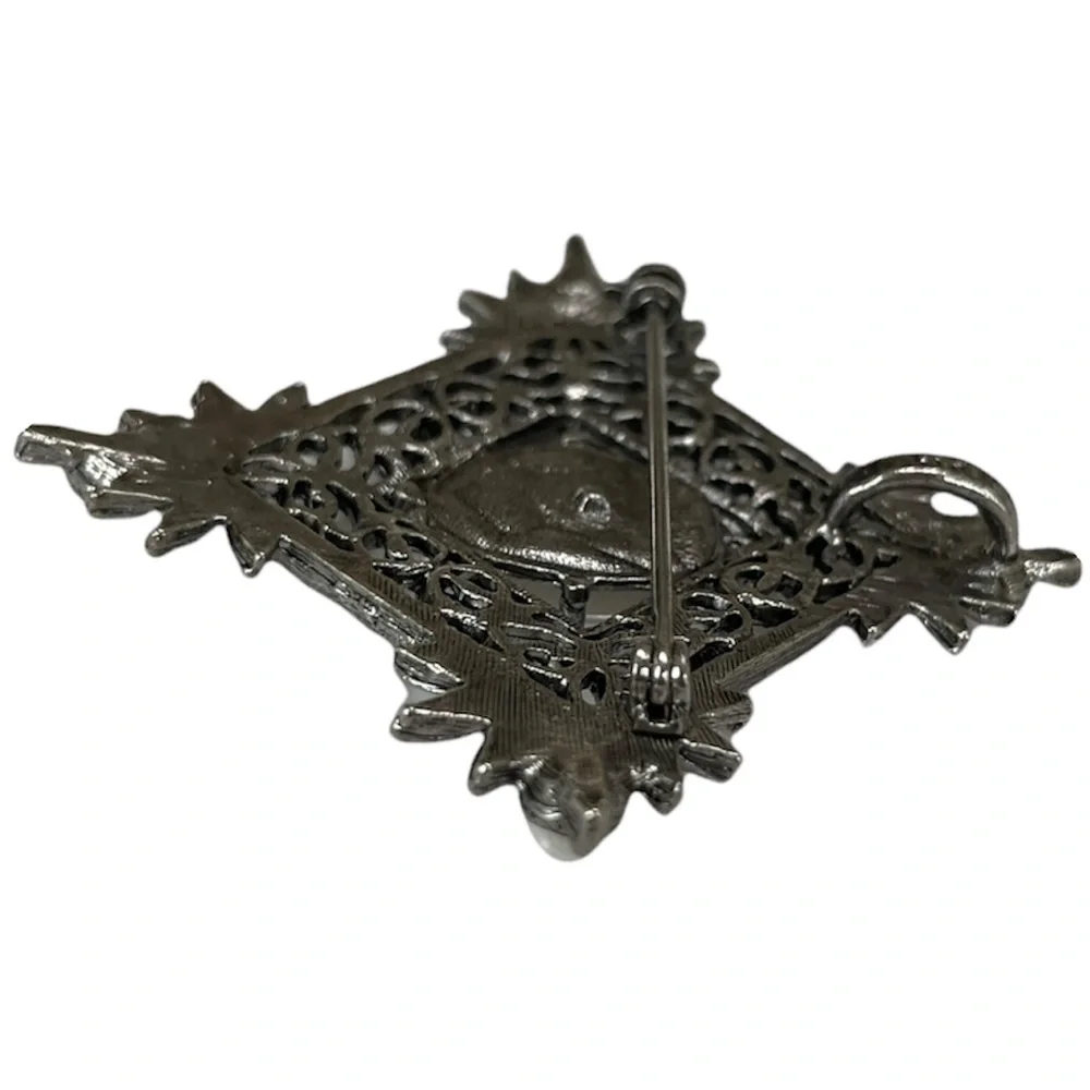 Vintage Pearl Brooch Pin Pendant Ornate Victorian Fleur De Lis Gunne Filigree